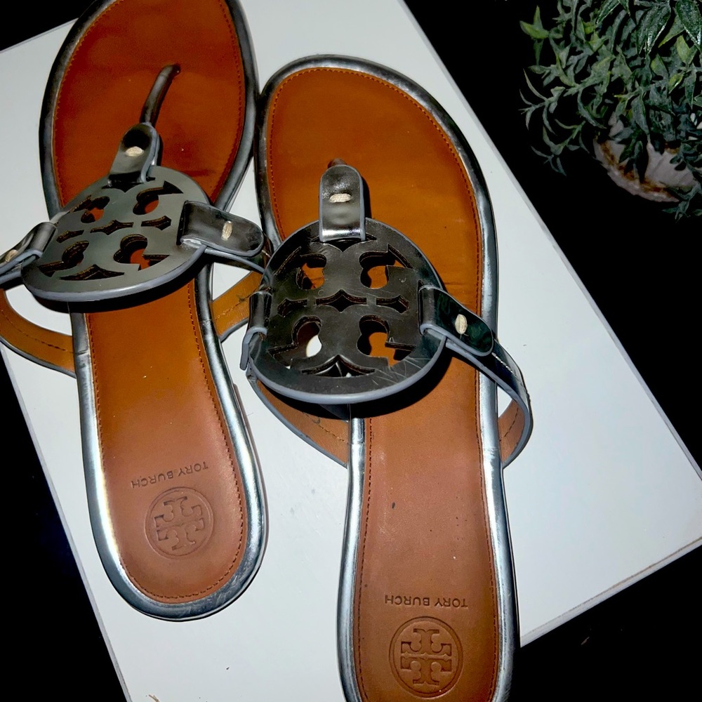 Silver Tory Burch Miller sandals